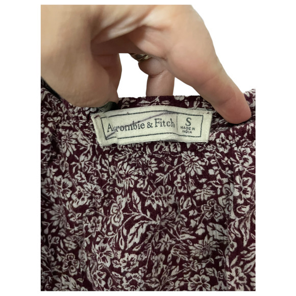 Abercrombie &‎ Fitch Dress Maroon Floral Off the Shoulder Size Small - Picture 2 of 3